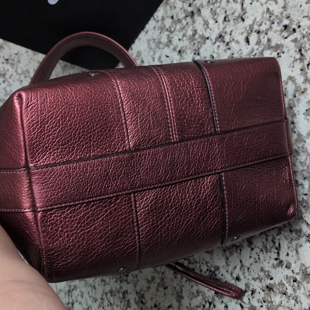 Coach SET Mickie Bag Red Metallic Pebble Leather & Signature Wristlet Wallet - Picture 11 of 17
